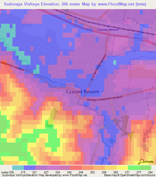 Sudovaya Vishnya,Ukraine Elevation Map