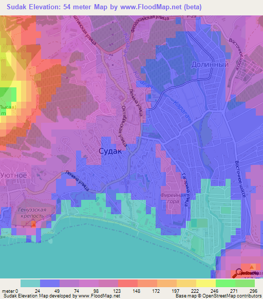 Sudak,Ukraine Elevation Map