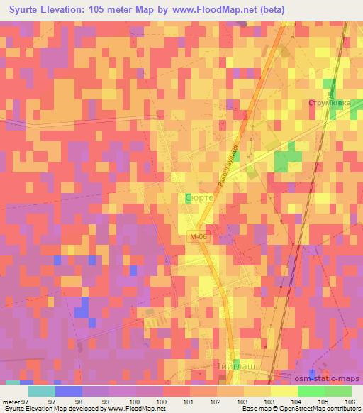 Syurte,Ukraine Elevation Map