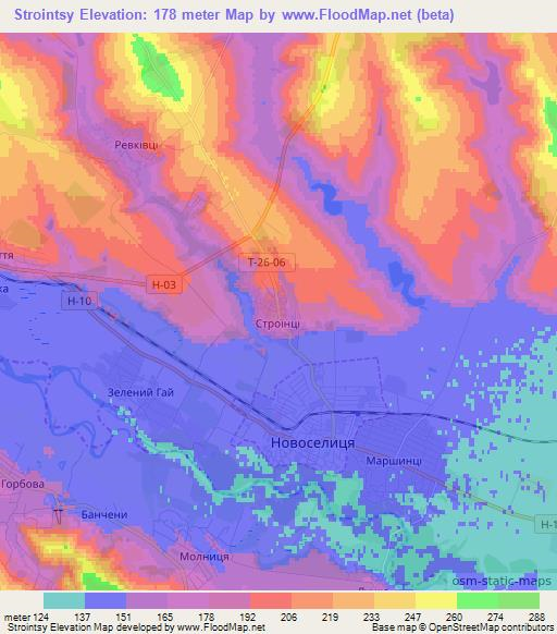 Strointsy,Ukraine Elevation Map