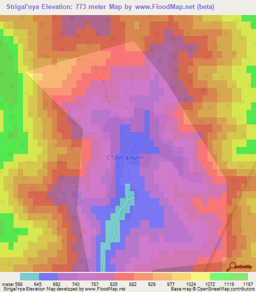 Strigal'nya,Ukraine Elevation Map