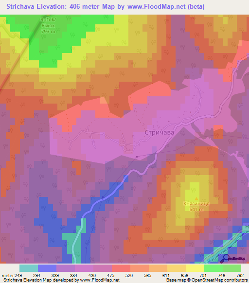 Strichava,Ukraine Elevation Map