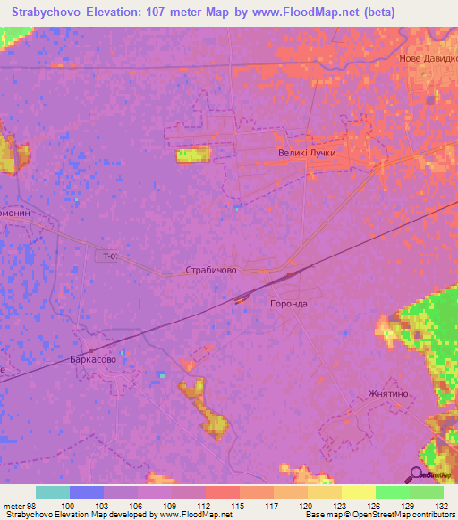 Strabychovo,Ukraine Elevation Map