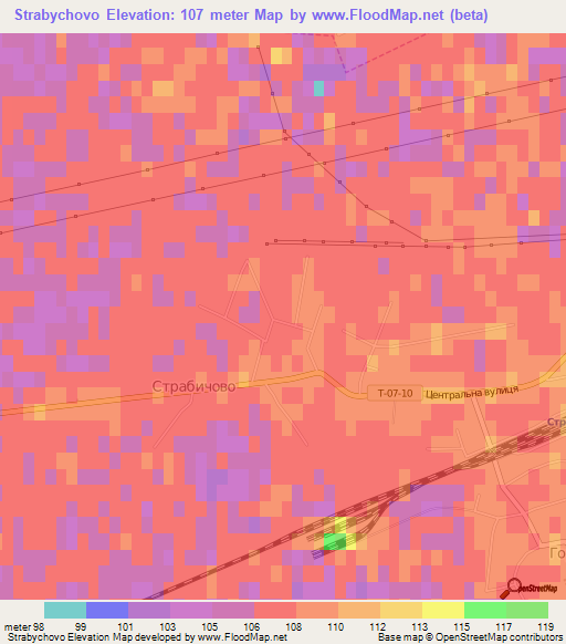 Strabychovo,Ukraine Elevation Map