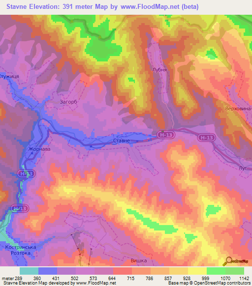Stavne,Ukraine Elevation Map