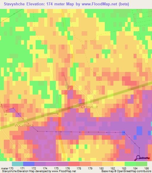 Stavyshche,Ukraine Elevation Map