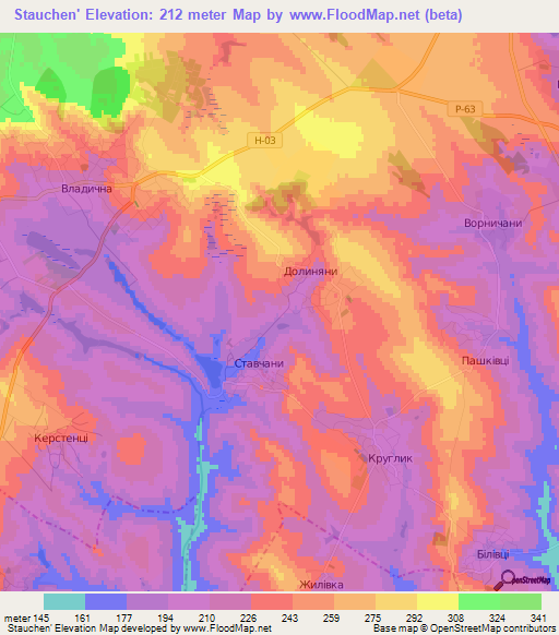 Stauchen',Ukraine Elevation Map