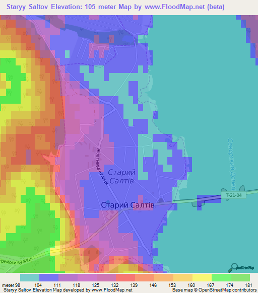 Staryy Saltov,Ukraine Elevation Map