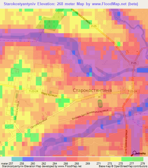 Starokostyantyniv,Ukraine Elevation Map