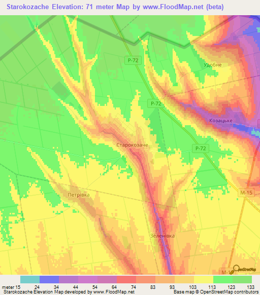 Starokozache,Ukraine Elevation Map