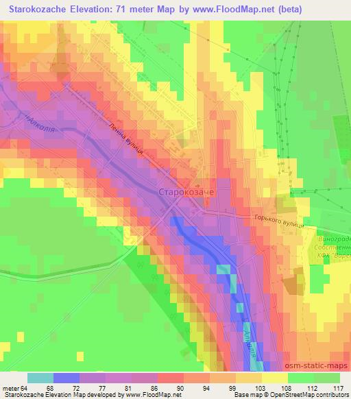 Starokozache,Ukraine Elevation Map