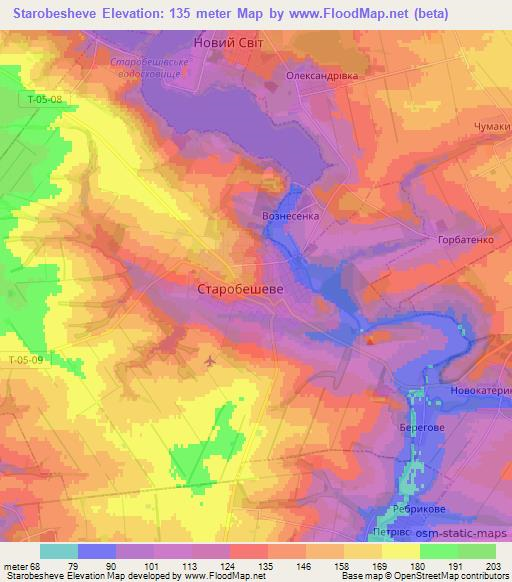 Starobesheve,Ukraine Elevation Map