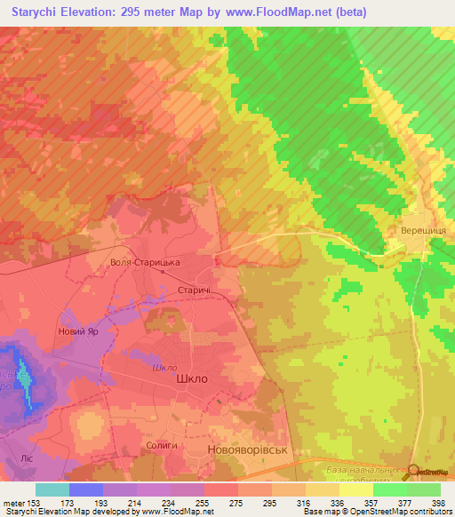 Starychi,Ukraine Elevation Map
