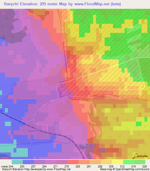 Starychi,Ukraine Elevation Map
