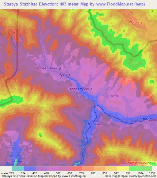 Staraya Stuzhitsa,Ukraine Elevation Map