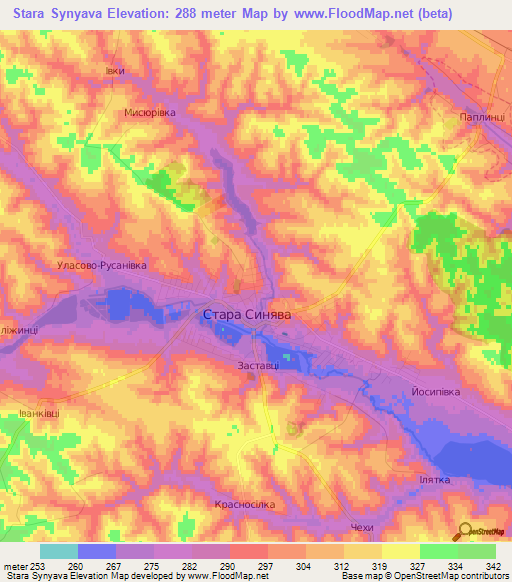 Stara Synyava,Ukraine Elevation Map