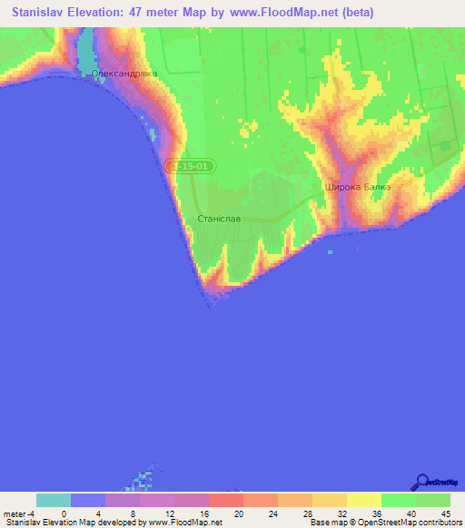 Stanislav,Ukraine Elevation Map