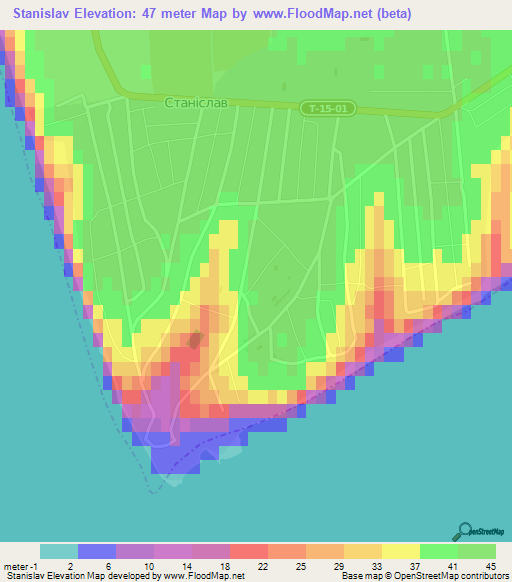 Stanislav,Ukraine Elevation Map