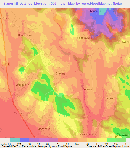 Staneshti De-Zhos,Ukraine Elevation Map