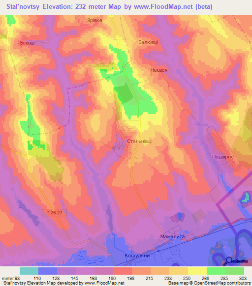 Stal'novtsy,Ukraine Elevation Map