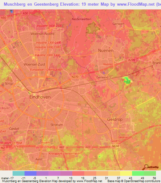 Muschberg en Geestenberg,Netherlands Elevation Map