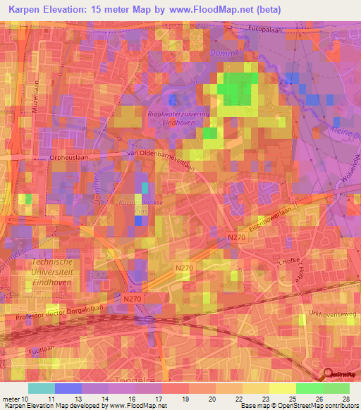 Karpen,Netherlands Elevation Map