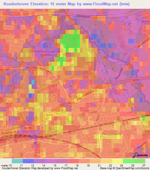Koudenhoven,Netherlands Elevation Map