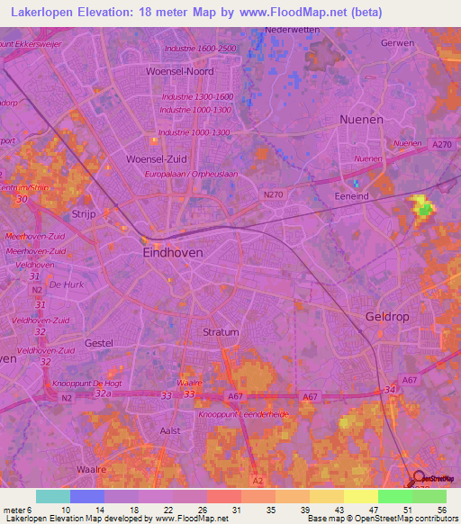Lakerlopen,Netherlands Elevation Map