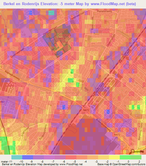 Berkel en Rodenrijs,Netherlands Elevation Map