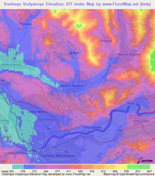 Sredneye Vodyanoye,Ukraine Elevation Map