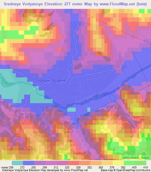 Sredneye Vodyanoye,Ukraine Elevation Map