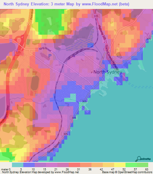 North Sydney,Canada Elevation Map