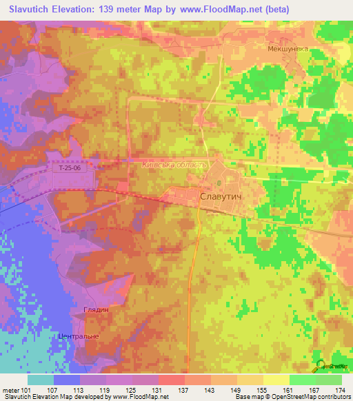 Slavutich,Ukraine Elevation Map