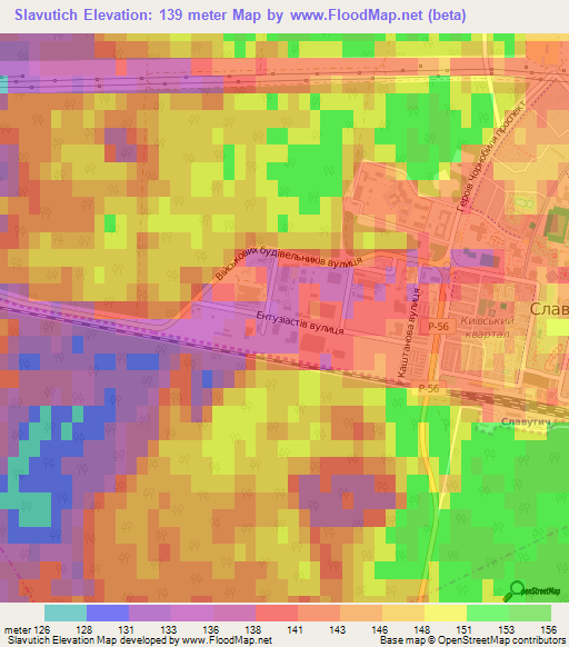 Slavutich,Ukraine Elevation Map