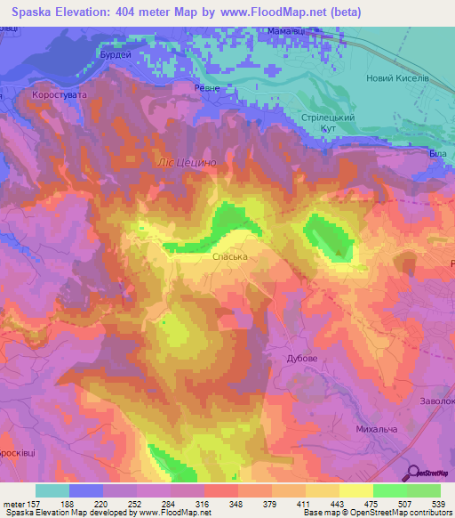 Spaska,Ukraine Elevation Map