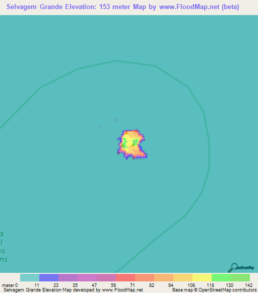 Selvagem Grande,Portugal Elevation Map
