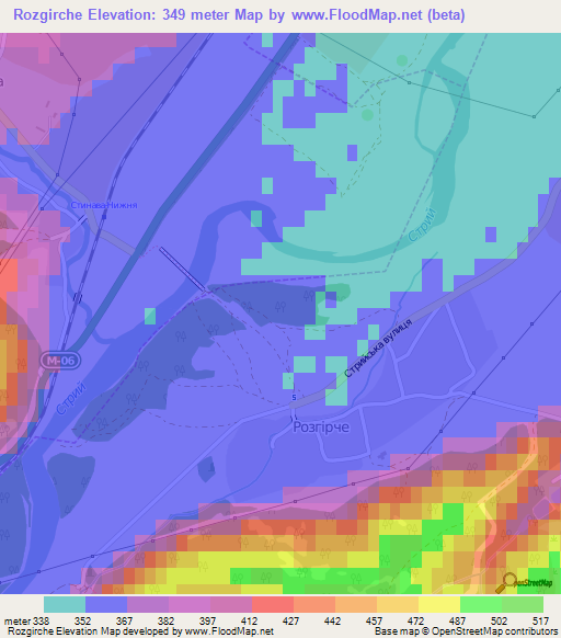 Rozgirche,Ukraine Elevation Map