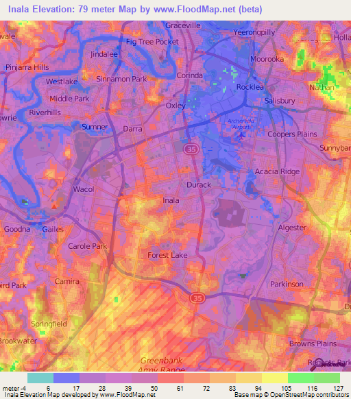 Inala,Australia Elevation Map
