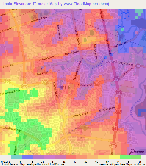 Inala,Australia Elevation Map