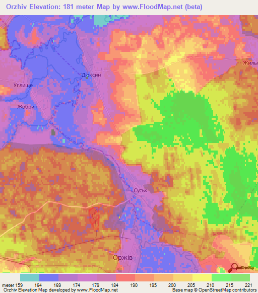 Orzhiv,Ukraine Elevation Map