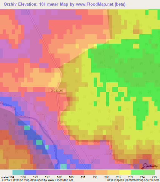 Orzhiv,Ukraine Elevation Map