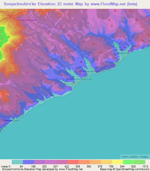 Sonyachnohirs'ke,Ukraine Elevation Map