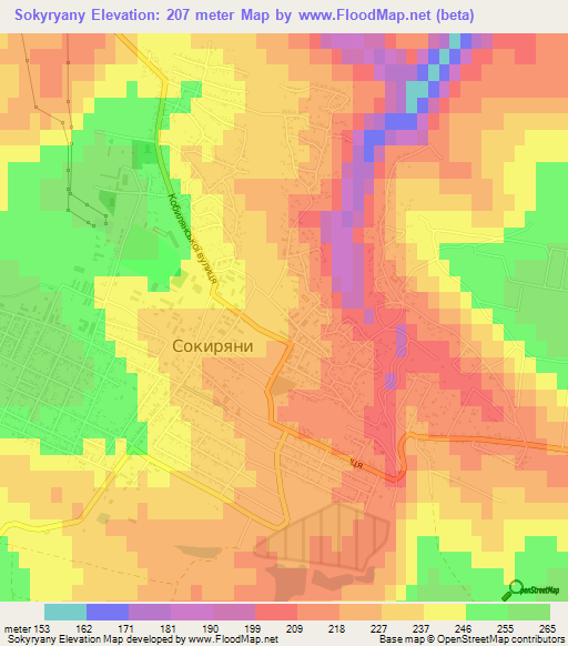 Sokyryany,Ukraine Elevation Map