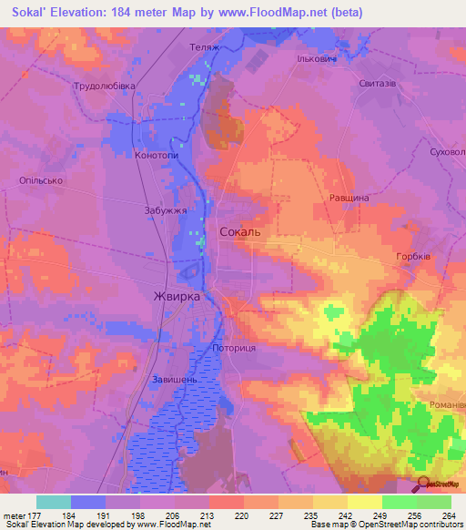 Sokal',Ukraine Elevation Map