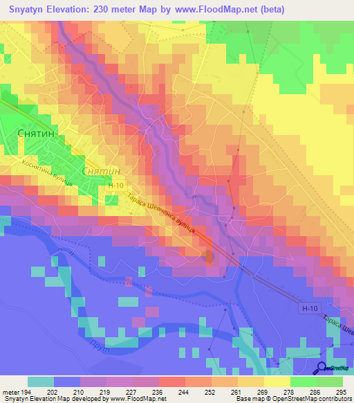 Snyatyn,Ukraine Elevation Map