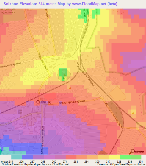 Snizhne,Ukraine Elevation Map