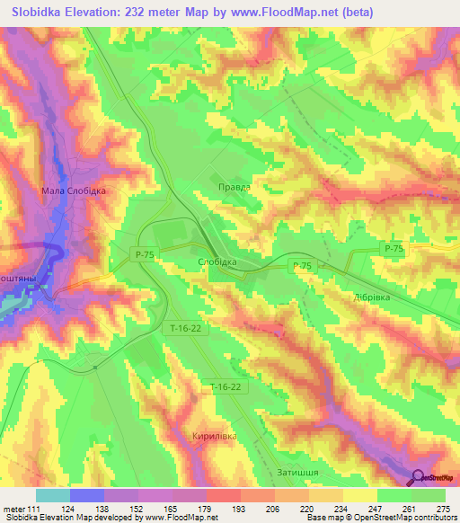 Slobidka,Ukraine Elevation Map