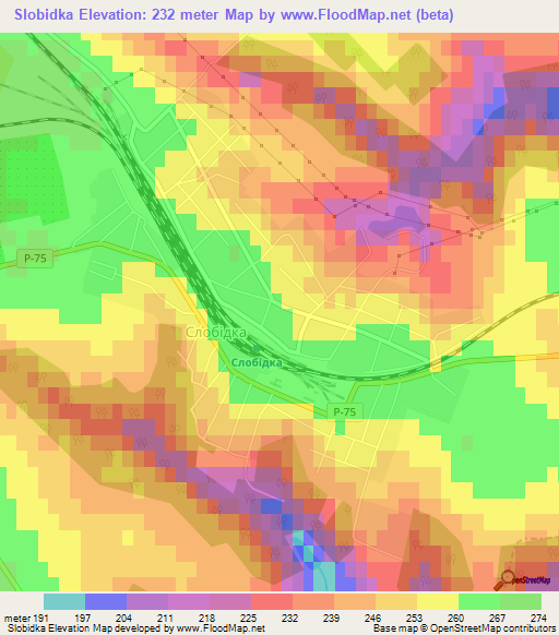 Slobidka,Ukraine Elevation Map
