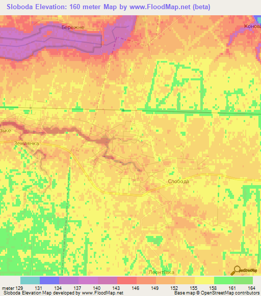 Sloboda,Ukraine Elevation Map