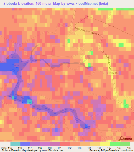 Sloboda,Ukraine Elevation Map